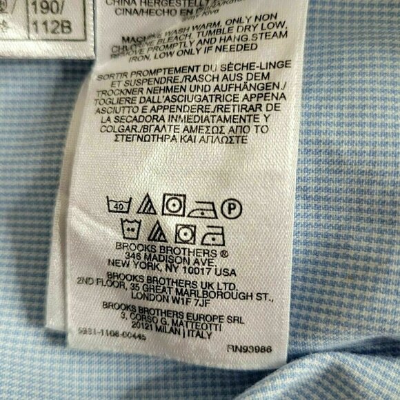 Brooks Brothers 818 Regent Button Shirt Non Iron Herringbone Light Blue 17 1/2 - Picture 7 of 7